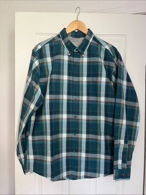 Eddie Bauer Teal Plaid Button-Down Shirt